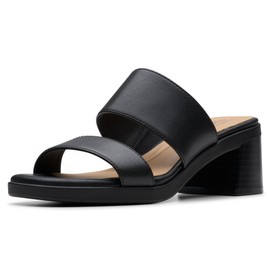 Clarks Women's Jaylan Dusk Heeled Sandal, Black Leather, 11