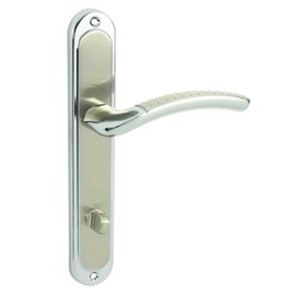 domino Door Handle Set WC78 Door Handle for Room Door, Office Door, Cellar Door & Interior Door L-Shape Door Fittings Stainless Steel Nickel Door Handle Set SHARON M6/M9