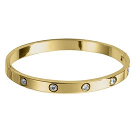 Clepsidra® Pulseras mujer de acero inoxidable. Brazalete ajustable uso diario. Regalos para mujer, pulseras para pareja. Joyeria para toda ocasion. Accesorios para mujer a la moda. (Ajustable, DIAMANTE, DORADO)