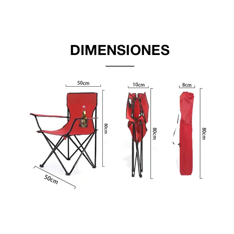 Silla Para Acampar Playa Y Pesca Plegable Portatil Con Funda