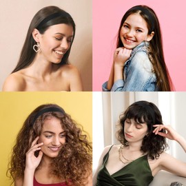 Wecoe 16pcs Headbands for Women 1 Inch Wide Black Satin Headband Non Slip Fashion Hair Bands Diy Holiday Costume Hair Accessories Women Girls Diademas Coreanas Para Mujer