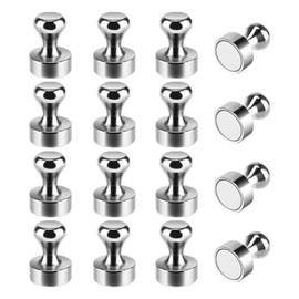 Magnetic Pins, Magnetic Push Pins, Magnetic Hooks, Magnetic Pins, Set of 16, Perfect for Refrigerator, Map, Whiteboard, Office (16 Pieces)