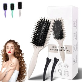 3 PCs Peine para peinar el cabello rizado, Cepillo para cabello rizado con colchón de aire, Cepillo de Rizos para desenredar fácilmente el Cabello Rizado, Aplicable al Cabello Rizado y Similar a la Ola (Beige-0)