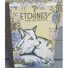 Etchings Advanced Adult Coloring Book ~ Vintage Style Illustration Fox Bear Rose