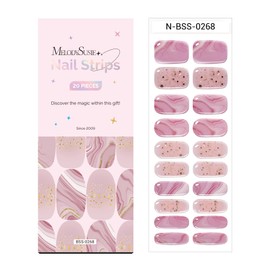MelodySusie Semi Cured Gel Nail Strips, 20 PCS Gel Nail Stickers, Gel Nail Wraps, UV Light Required, Durable and Salon Quality (Nude Pink Marble)