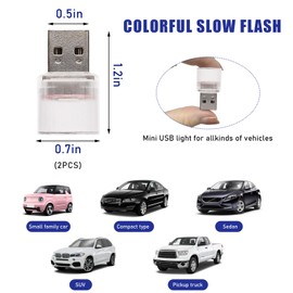Ohleats 2PCS USB LED Car Interior Atmosphere Lamp, Mini Plug-in USB Auto LED Decor Night Light, Portable Vehicle Ambient Lighting Kit for Bedroom Hallway, Universal Car Accessories