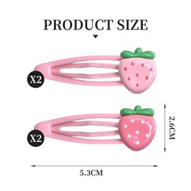 Strawberry Hair Clips for Baby Girls - 4Pcs Pink Metal Snap Hair Clips Hair Barrettes Hair Pink Accessories for Girls Toddlers Kids and Teens Gifts
