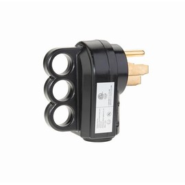 Plutreas 50 AMP Male RV Replacement Plug with Handle, 14-50P Heavy Duty 125V/250V 4 Prong Electrical Plug Adapter (Black)