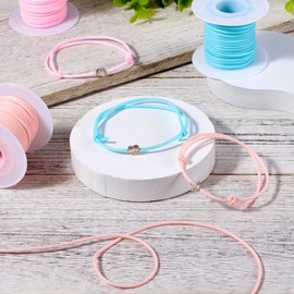 Bestewelry 32Yards Hollow Pipe Rubber Cords 2mm Candy Color Hollow Tubing Rubber Pipes Knitting Barber Jewelry Cords with 1mm Hole for Knitting DIY Craft Bracelet Beading Jewelry Making 3 Colors