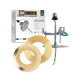 The Can Converter R56 Recessed Can Light Conversion Kit w/ 7"¾ Flat & Beveled Ceiling Medallion - Home Improvement for 5" & 6" Cans, Fan & Light Fixture Converter Kit, UL Certified, Polished Brass