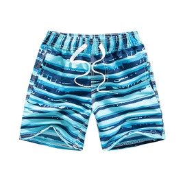 Domee Boys' Swimming Trunks, Quick-Drying Swimming Trunks with Mesh Lining, Adjustable Drawstring, sky blue