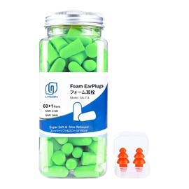 LYSIAN 60 Pairs Soft Foam Ear Plugs Noise Prevention Ear Plugs No Cord for Studying Sleeping Construction Airplane Green