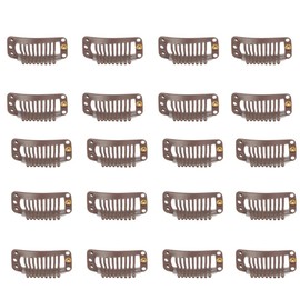 20pcs 9-Teeth Stainless Snap Comb Wig Clips, Hair Extension Clips, Wig Accessories Clip, Diy Clips for Hairpieces Wigs hair extensions (Dark Brown)