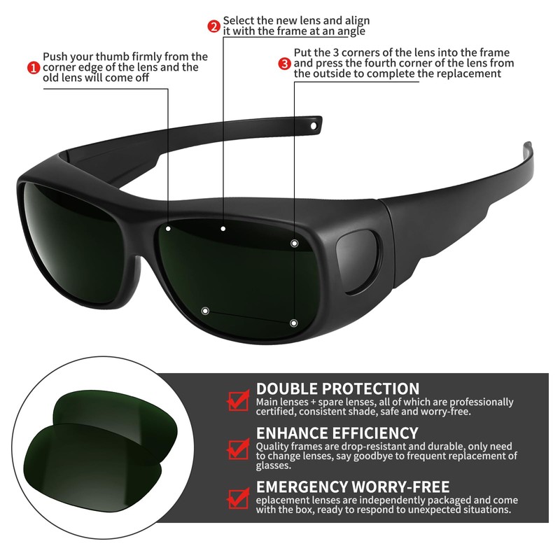 UpaClaire Welding Safety Glasses with Wraparound Lens Anti-Scratch UV Protection