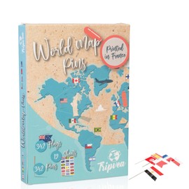 TRIPVEA® 342 Flags for Map and Globe Made of Cork - Small Flags of the Countries of the World - Small Flag Stickers with Date on the Back - Supplied with Pins