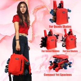 JajaHoho - Bolsas de patines para mujeres y hombres, mochila deportiva multifuncional para patines, patines de hielo, patines en línea, almacenamiento de equipos de patinaje, duraderas y elegantes