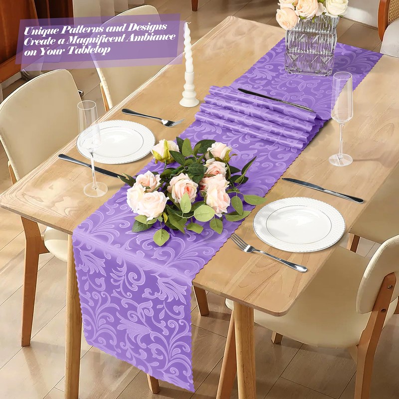 MILVOWOC 4 Pack Lilac Satin Table Runner, 12 x 72