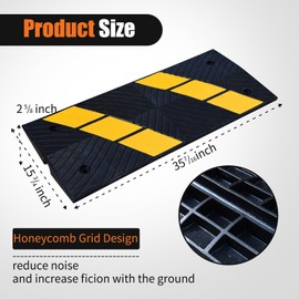 Vilmon 2Pack Heavy-Duty Rubber Curbside Bridge Ramp - Vehicle Curbside Driveway Ramp, Rubber Threshold Bridge Tracks, Durable Curb Ramp for Car, Truck, Scooter, Wheelchair, and Mobility Access