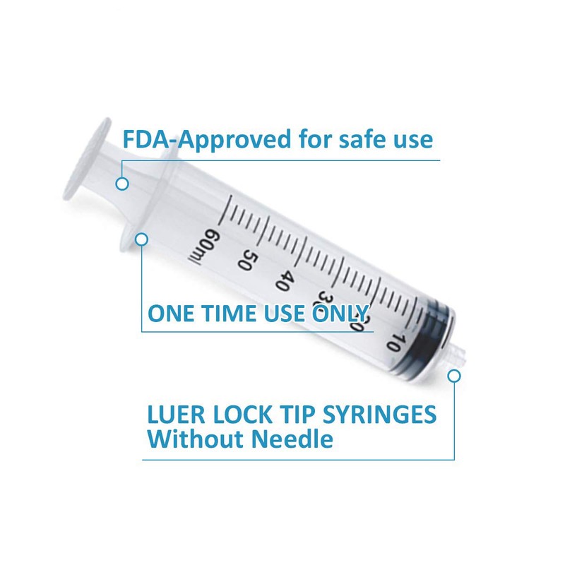 60ml Oral Syringes 5 Pack Luer Lock Tip Syringes Without