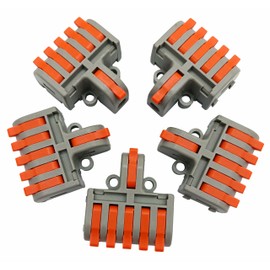 MTUERANC Wire Connectors, Compact Lever Wire Nuts Connectors Wire Terminals 1 in 5 Out for Quick Connect 28-12 AWG 5PCS (1 in 5 Out)