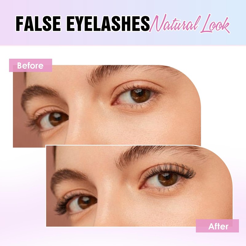 Poiuyoiu False Eyelashes 10 Pairs Russian Tape Eyelashes Natural Looking