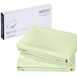Royale Linen 400 Thread Count 100% American Grown Cotton Standard Pillowcase Set - Luxury Sateen Standard Pillow case - 20"x26" Inch - Soft & Smooth Set of 2 Green Pillowcases - (Std, Florentine Sage)