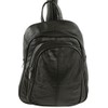 Ladies Soft Real Leather Backpack Rucksack Bag- Triple Zipped (Black)