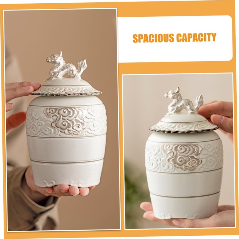 KICHOUSE Matcha Container Tea Bag Storage Ceramic Tea Canister for