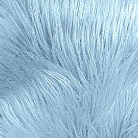 Faux Shaggy Fur Fabric Full Long Pile Fluffy Pre-Cut Strip for Crafts Gnomes Poms Dwarf Elves Costumes Winter Decor DIY Easy to Cut & Sew Lots of Color (Baby Blue, 8X58 Fur Strip)