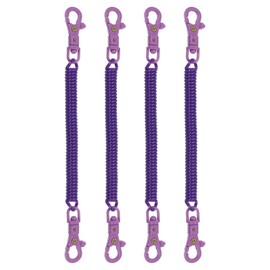 [PATIKIL] Retractable Bull Coil Spring Key Chain Set of 4 Anti-lost Key Chain Holder Lanyard Cord Purple Key Holder for Key Wallet with Plastic Lobster Clasps
