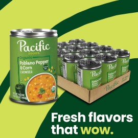 Pacific Foods Organic Poblano Pepper Corn Chowder 16.3 oz Pack of 12 Cans