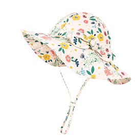 Volicph Baby Summer Hat Girls Sun Hat Toddler Beach Hat Baby Bucket Hat UPF 50 for Baby Girls Infant Child Toddler, Pink Print Bow