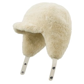 CLAPE Snow Trapper Hat Women's Winter Trooper Hat Ear Flap Russian Hat for Men Fluffy Snow Eskimo Ski Hats with Visor,Beige