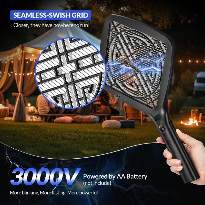 Mafiti Bug Zapper 3000V Mini Electric Fly Swatter with LED