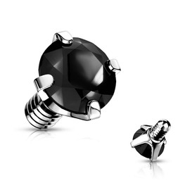 Paula & Fritz® Dermal Anchor Attachment Zirconia Various Colours Sizes and Thicknesses 316L Surgical Steel Skin Anchor Skin Diver Implant Ball, Stainless Steel, Cubic Zirconia