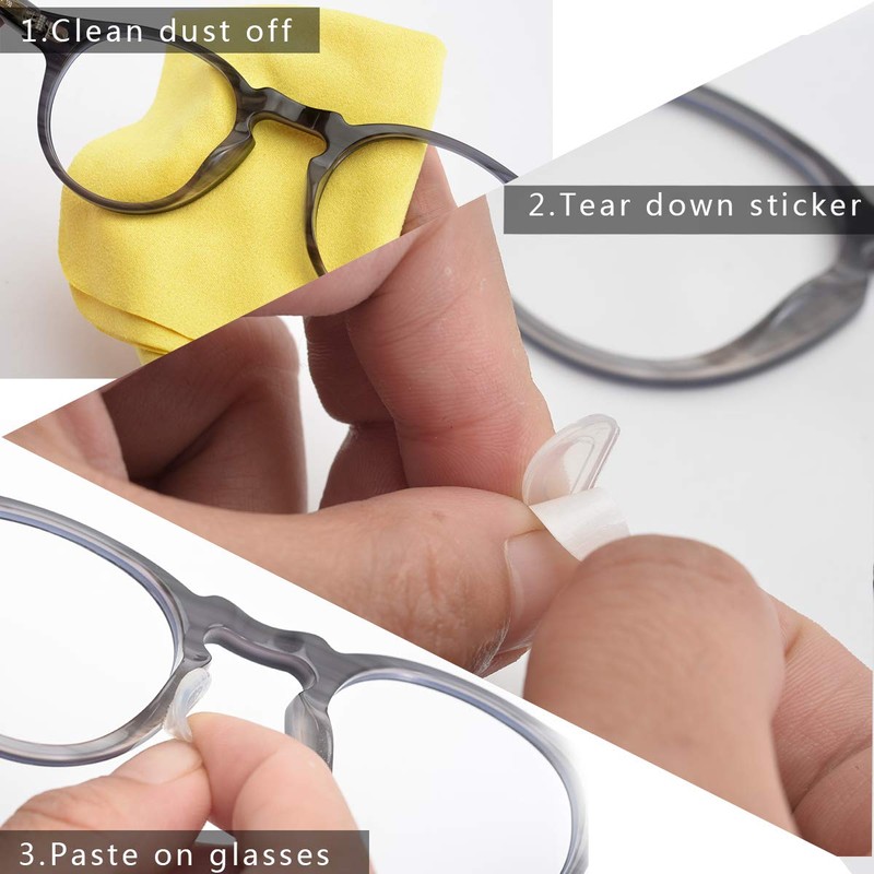 SMARTTOP 1.0mm Eyeglass Nose Pads 20 Pairs Stick On Silicone