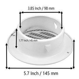 Chinflly Air Outlet Vents,4 Inch Stainless Steel Round Galvanized Air Vent Louver Cover Ducting Air Ventilation Wall Vent Cover for Bathroom Vent Office Home Indoor Outdoor,White