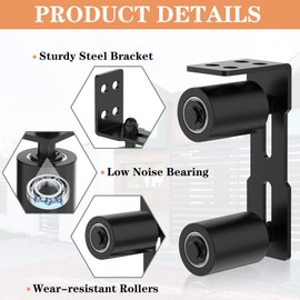YogePote Sliding Gate Roller Guide, Slide Guide Wheels, Heavy Duty Steel L-Bracket, Adjustable 3" Nylon Support for Rolling Gates, Doors, Wood & Garage (Black-2pcs, 3in)