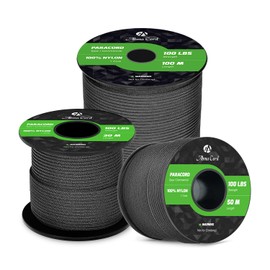 Abma Cord Paracord 2mm 30m 100% Nylon Rope 1 Strand Type I Parachute Cord - Max. 45kg (100lbs) - Black
