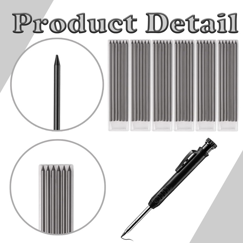 wodehahagou 36 Pcs 2.8mm Carpenters Pencil Refill Deep Hole Marker