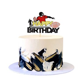 Ercadio - Paquete de 1 bola de rugby para tartas de feliz cumpleaños, con purpurina, fútbol americano, para tartas, pelotas de rugby, para fiestas de cumpleaños, para fiestas de cumpleaños