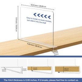 HBlife 16 Pack Clear Shelf Dividers, Vertical Purse Organizer for Closet Perfect for Sweater, Shirts, Handbags in Bedroom and Kitchen, Adjustable Acrylic Bookshelf for Organization