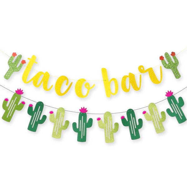 KatchOn, Taco Bar Banner for Cactus Party Decorations - Glitter, No DIY | Taco Party Decorations | Taco Bar Sign for Taco Bar Decorations | Fiesta Party Decorations | Mexican Themed Party Decorations