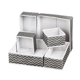 A406 6 Foldable Drawer Organiser Set 6 Storage Box Organiser for Drawer Set Divider Underbed storage box (Grey)