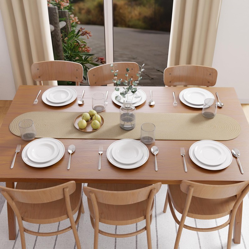 Encasa XO Dining Table Runner | Handmade Ribbed Style Cotton