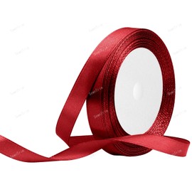 Wine Red Ribbon, 3/8 Inch x 25 Yards Solid Color Fabric Satin Ribbons for Gift Wrapping, Crafts, Making Leis and Bows, Flower Bouquets and Wedding Party Decoration