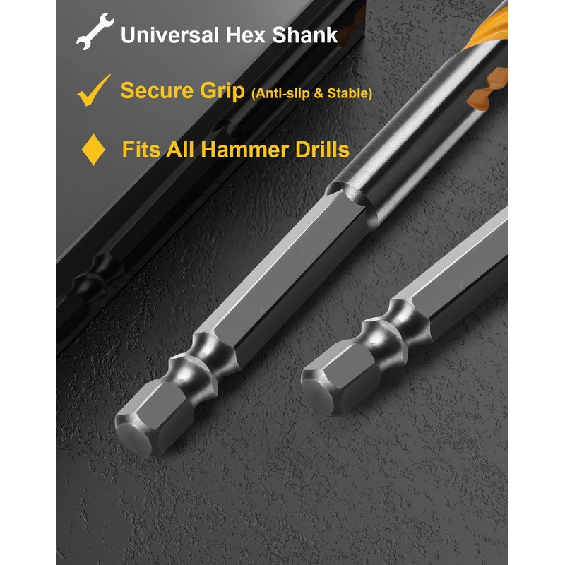 Faqeegi 10PCS 6-Inch Masonry Drill Bit Set, YG10X Carbide Tipped,