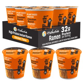 Hethstia Protein Ramen, Chicken Flavor Pre-Packaged Ramen Soup Cup, 6-Pack Instant High-Protein Noodles with 32g Plant Protein, Vegan, Low Fat, Air-Dried, Non-GMO, Healthy Quick Meal