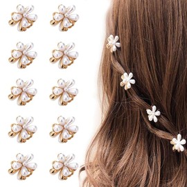 10 Pinzas Cabello Accesorio Broche Flor de Perlas Peinado Elegante Horquilla Para Pelo Hair Mujeres Niñas Flores de Perlas Decoracion de Cabello Paquete