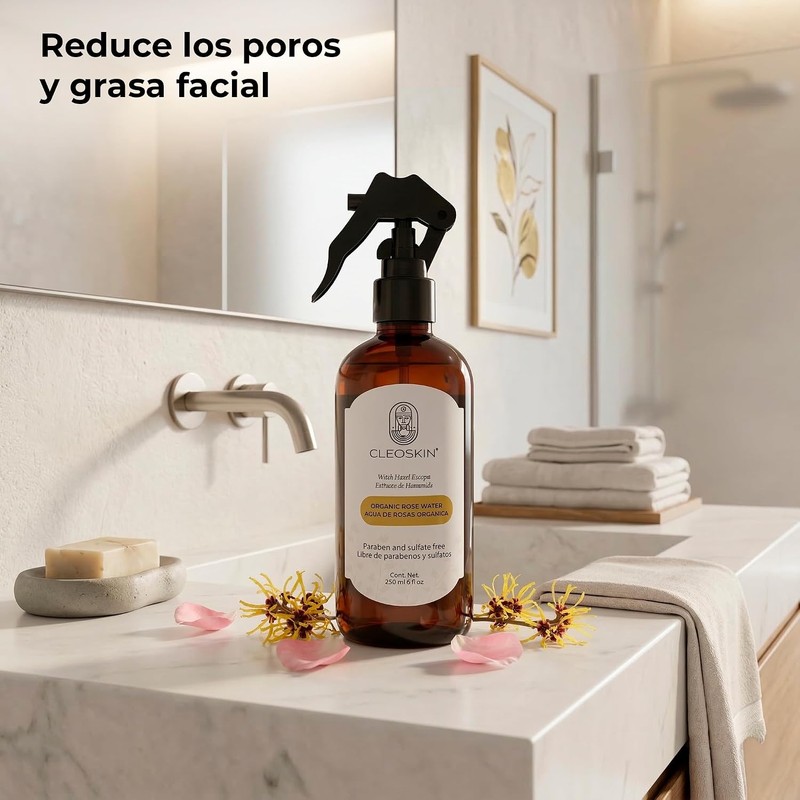 CLEOSKIN Agua de rosas facial con Hamamelis 250 ml